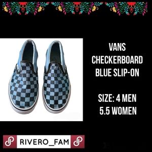 VANS| BLUE CHECKERBOARD| SLIP-ON